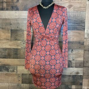 Forever 21 - Mosaic Print Long Sleeve Dress - Sz L